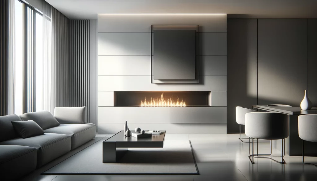 photo of a modern minimalist fireplace